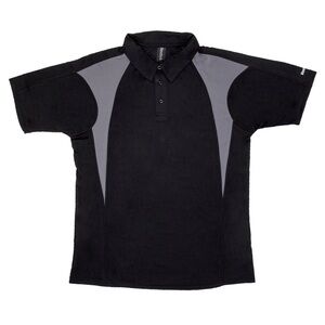 Reebok Men's PlayDry Polo Athletic X-Treme Performance Black Grey Colorblock SM